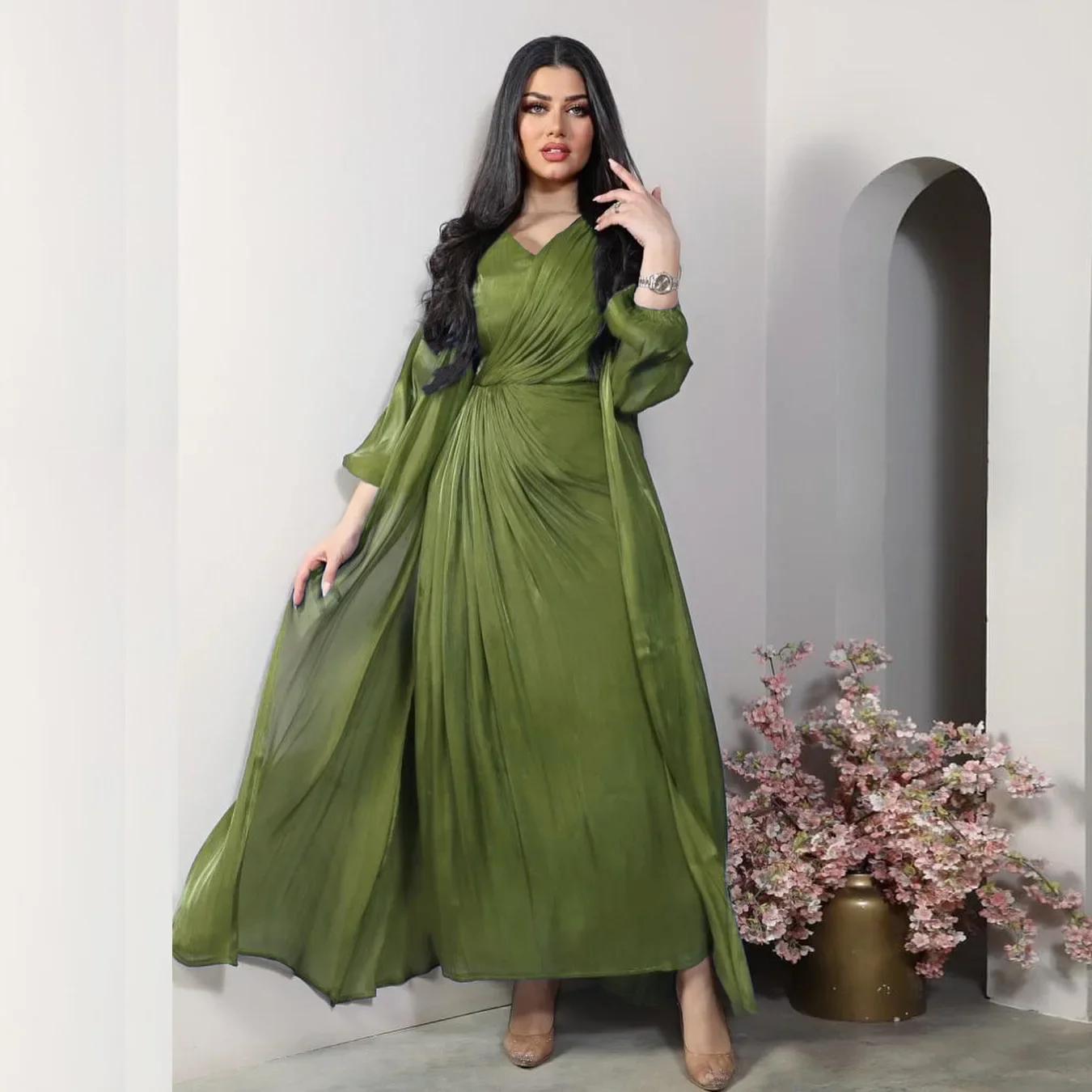 Robe de soirée Marocaine en satin - Caftan Eid - image de produit 9