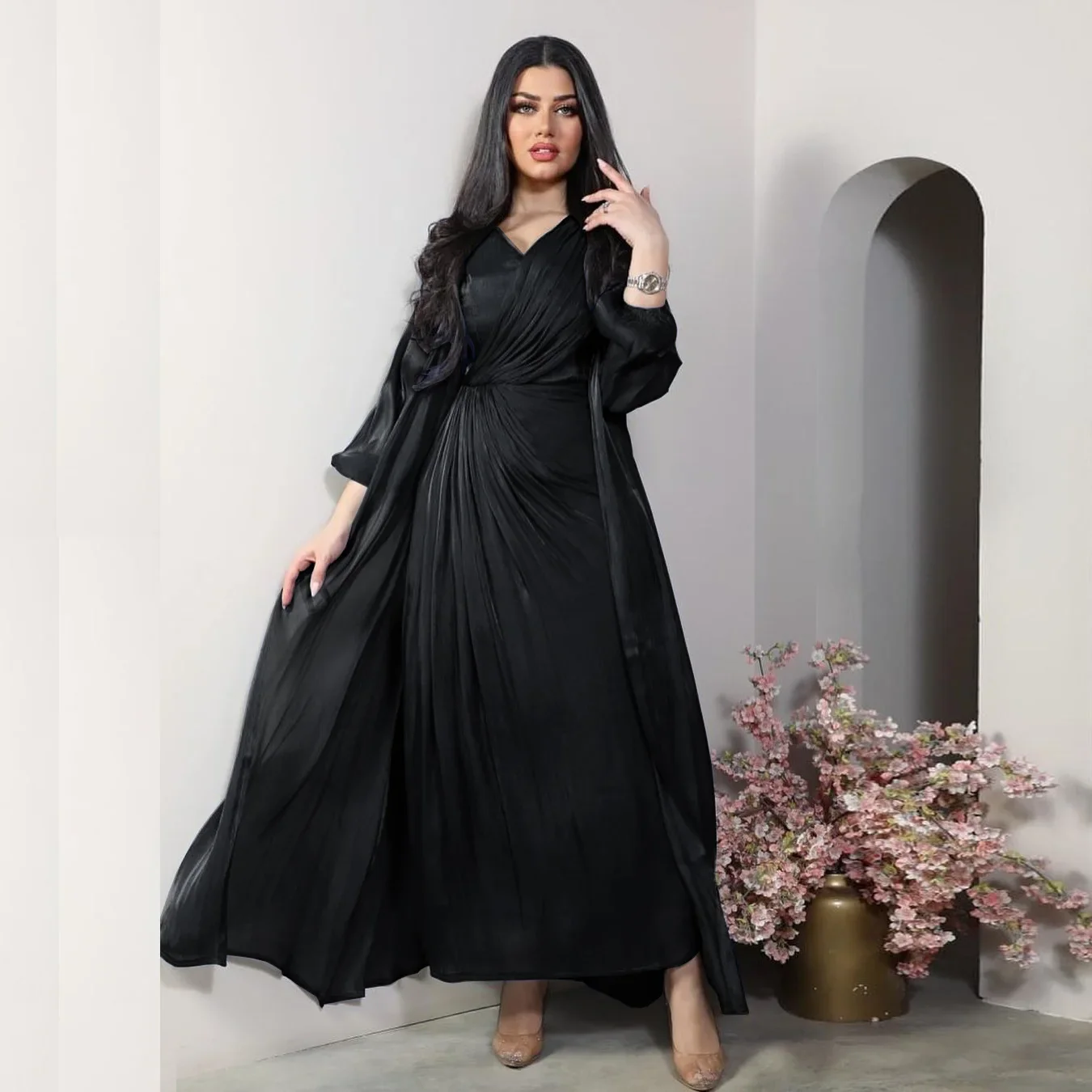 Robe de soirée Marocaine en satin - Caftan Eid - image de produit 8