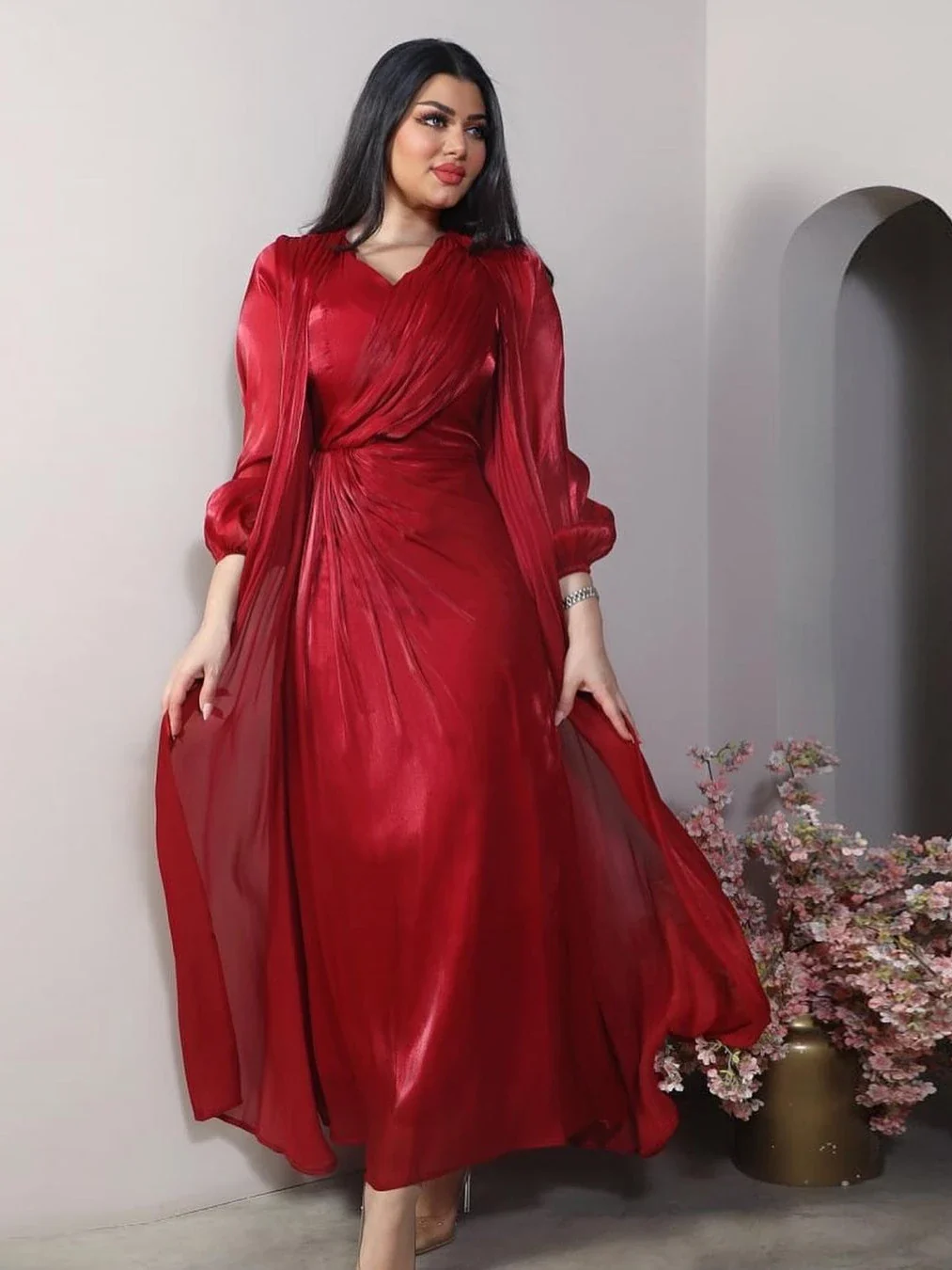 Robe de soirée Marocaine en satin - Caftan Eid - image de produit 13